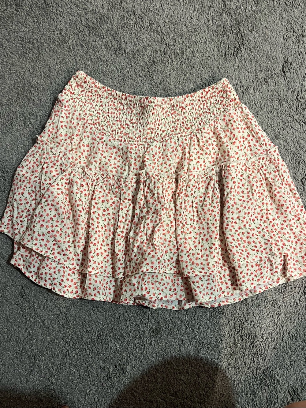 Sienna Sky Cream Mini Skirt with Pink Floral Print